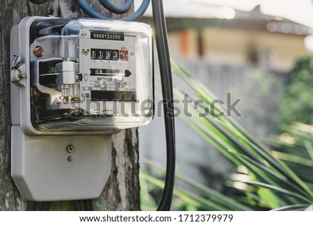 Electric power meter measuring power usage. Watt hour electric meter measurement tool.