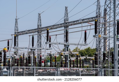 Electric power transmission lines. High voltage switchgear and equipment of power plant.