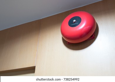 Electric Red Fire Ring Bell Alarm On The Wall