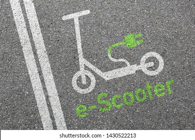 Electric Scooter E-scooter Road Sign Street Eco Friendly Green Mobility City Transport Zone Concept