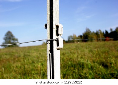 Electric Shepherd Wire In A Meadow