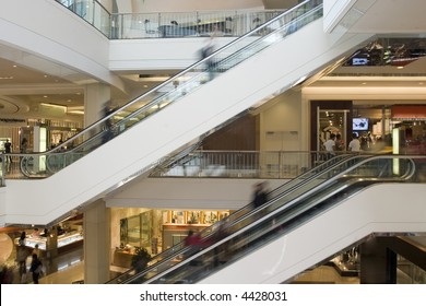 Electric Stairs In Shopping Center, Slow Shutter Speed