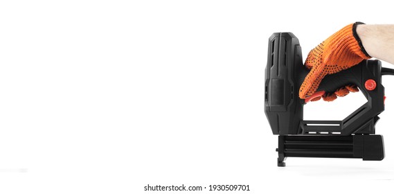 Electric Stapler. Power Tool. On A White Background. Isolated