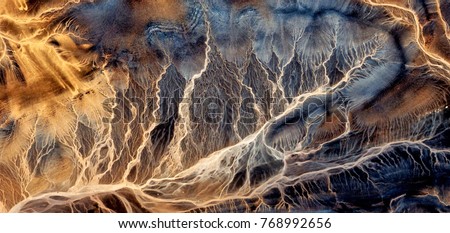 electric storm, abstract photography of the deserts of Africa from the air. aerial view of desert landscapes, Genre: Abstract Naturalism, from the abstract to the figurative, contemporary photo art