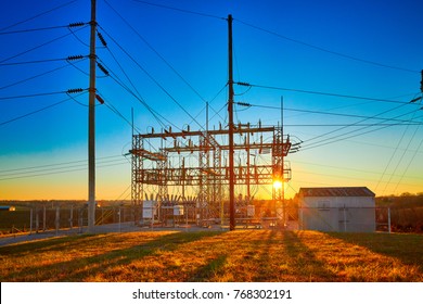 Electric Substation at Sunset