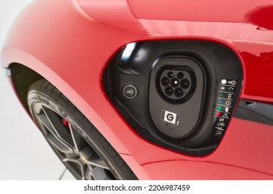 Electric Supercar Charging Slot Close Up               