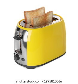 Electric toaster with bread slices isolated on white