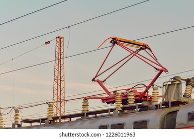 Electric Train Trolley Pole Railway Electrification System.