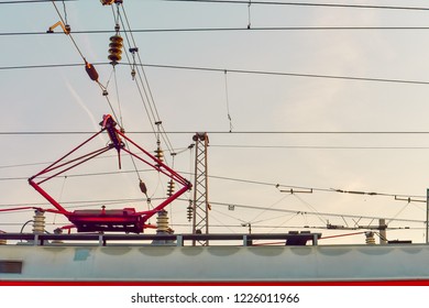 Electric Train Trolley Pole Railway Electrification System.