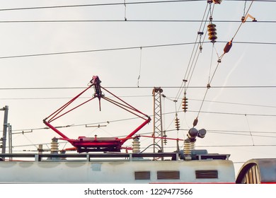 Electric Train Trolley Pole Railway Electrification System.