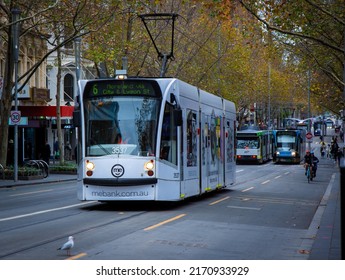 Electric Tram In Melbourne, Australia In CIRCA June 2022