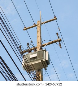 Electric Transformer On Electric Pole