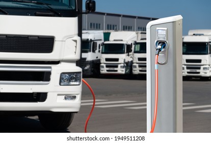 Electric Truck With Charging Station. Concept