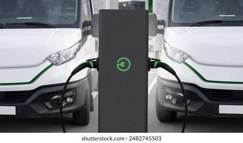 Electric truck with charging station. Concept. - Powered by Shutterstock