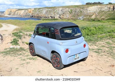 Electric Vehicle Citroen Ami In Crozon Peninsula, Brittany, France, 07-03-2022