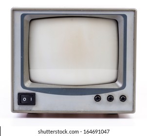 Electric vintage television on isolated white background