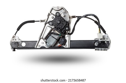 Electric window mechanism for a car on a white isolated background. Automotive spare parts catalog. - Shutterstock ID 2173658487