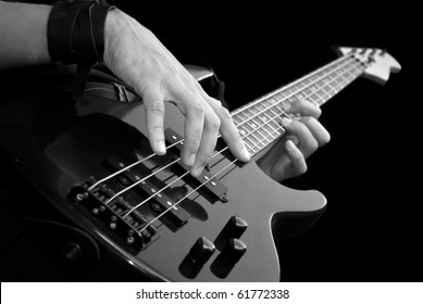 Electrical Bassguitar Male Hands Black White Stock Photo 61772338 ...