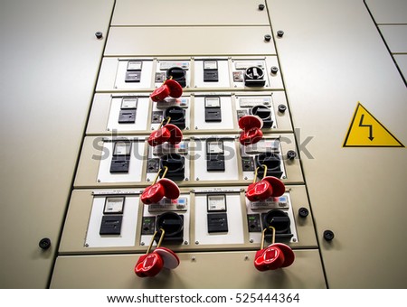Electrical breaker box locked out for service, inspection, or installation, Lockout tagout