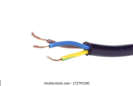 Electrical Cable With Positive Negative And Earth Wires Showing