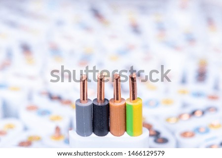 Electrical cable wire close-up with blurred background