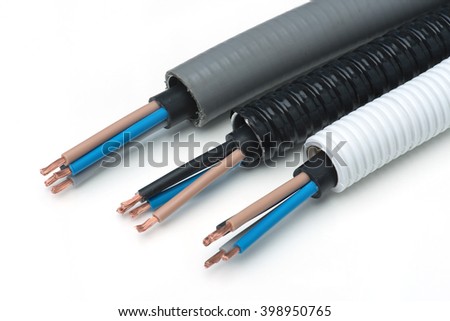 Electrical conduit pipes on the  white background