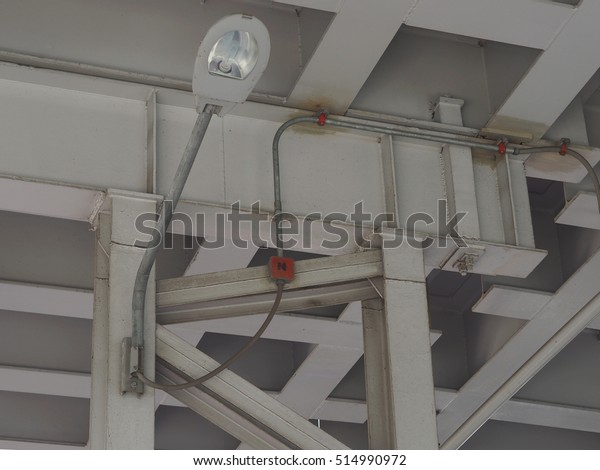 Electrical\
Conduit & PVC Conduit under the\
bridge
