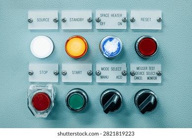 Electrical Control Panel with Push Buttons, Rotary Switches, and Indicator Signal Lights
