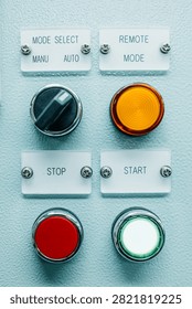 Electrical Control Panel with Push Buttons, Rotary Switches, and Indicator Signal Lights