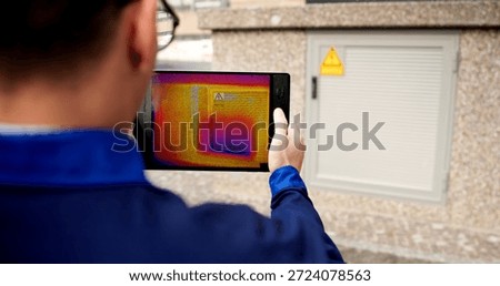 Electrical Engineer Detecting Overheating Using Thermal Camera Thermography For Safety