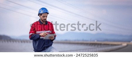 Electrical engineer man checking Power at Contruction Site. electrical engineer inspect the electrical systems at the equipment site