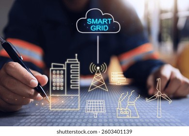 Electrical engineer planning smart grid projects as an alternative for future electricity generation and to support the increasing urbanization while using clean energy efficiently.