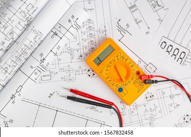 Electrical Engineering Drawings And Digital Multimeter