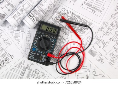 Electrical Engineering Drawings And Digital Multimeter