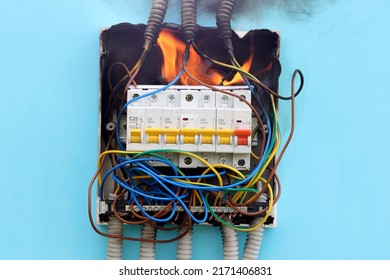 Electrical fire resulting from short circuit in faulty electrical wiring.