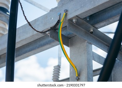 Electrical high voltage ground copper bar at modern power plant. Grounding electric bar. Cables connected to electrical grounding bar, Ground industry for control system. - Shutterstock ID 2190331797