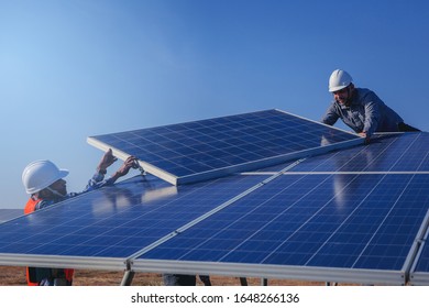 Electrical And Instrument Technician Renewable The Solar Panel And Maintenance Electric System At Solar Panel Field 