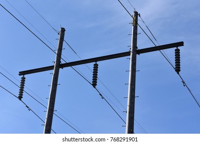 Electrical lines connected to utility poles.