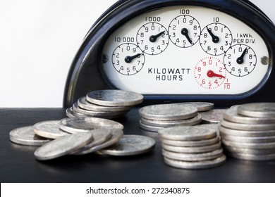 Electrical Meter With Money.A Simple And Universal Way Of Showing The Cost Of Electricity.