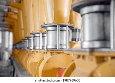 Electrical Mill Machinery For Production Of Semolina, Wheat Flour, Bran Flakes. Concept Equipment Factory Grain.