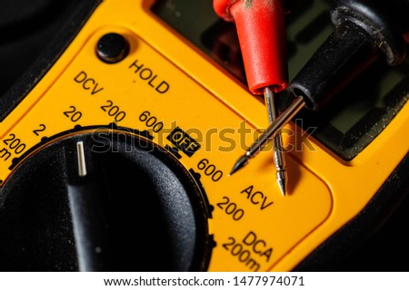 Electrical multimeter probes close-up macro shot