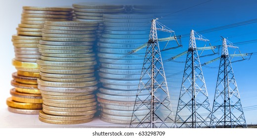 Electrical network on a background of money . The concept of raising electricity tariffs