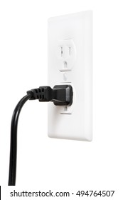 Electrical Outlet With Plug On White