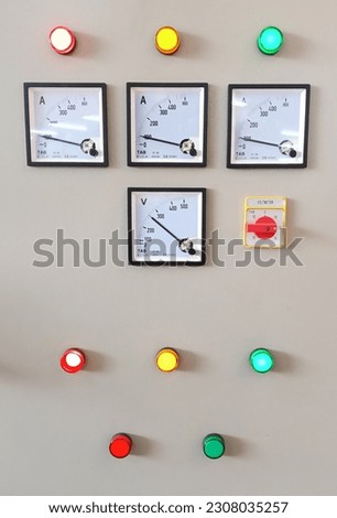 electrical panel consisting of ammeters, volt meters and selector switch