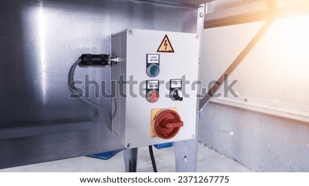 Electrical panel control for operating candling machine. main switch panel ,pushbutton control.
