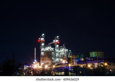 Electrical plant with night landscape in the industrial park.