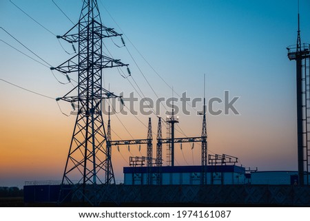 Similar – Sunset view of power lines from a Spanish hydro plant