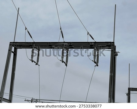 Electrical power distribution station with transformers and grid equipment in countryside