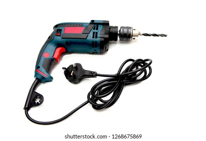 Electrical Power Drill And White Background 