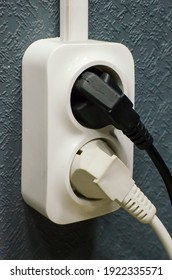 Electrical sockets on wall, close-up.